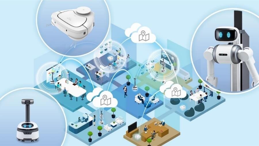 図 : 異なる役割を担うロボットたちが「共調」して働くイメージ